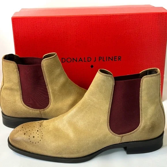 Donald J. Pliner Men Shoes'Santino' Chelsea Boot Expresso Brushed Suede 8.5M